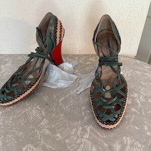 dries van. noten basque nautical shoes 38.5 teal red tie heels